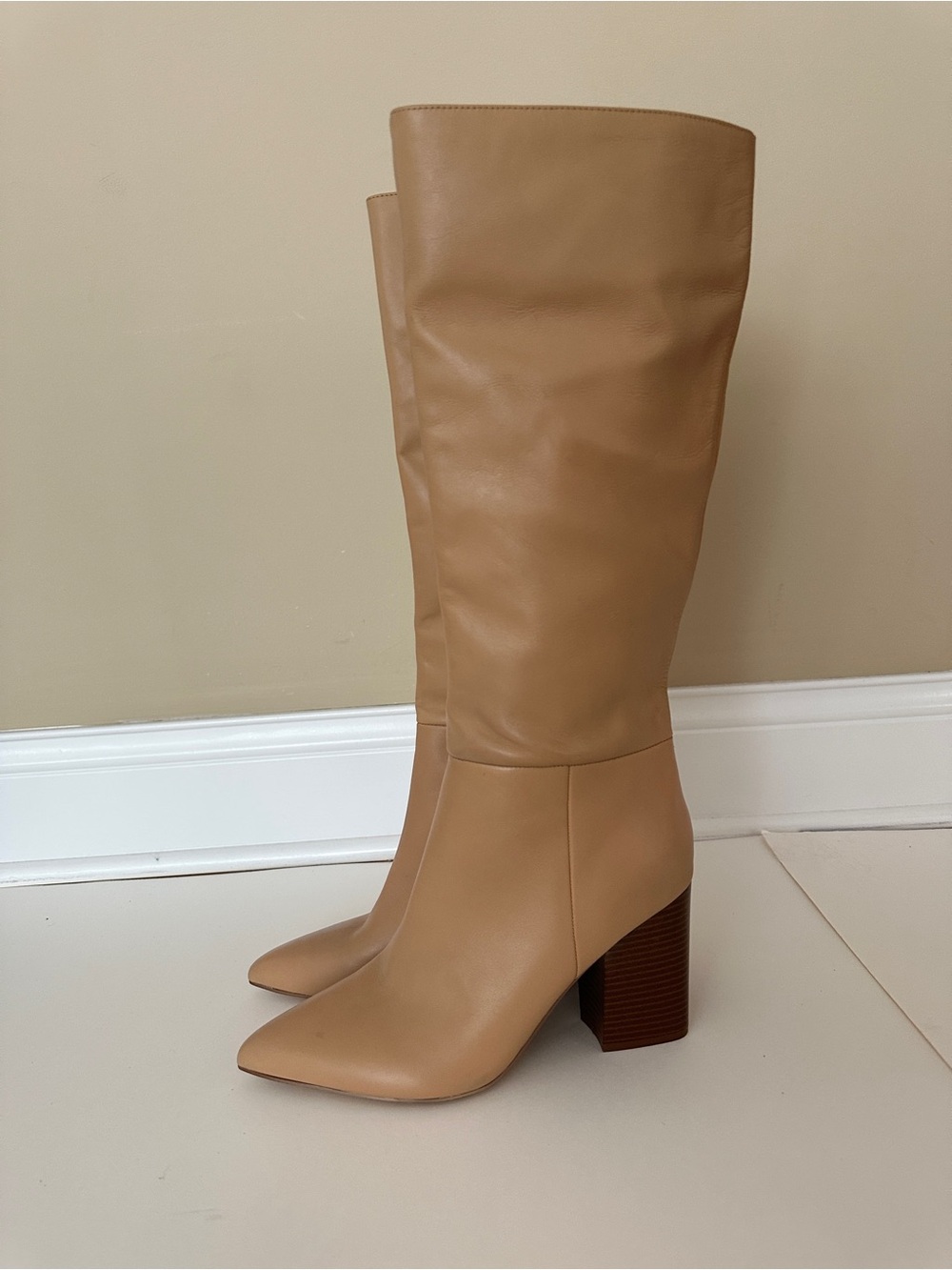 NEW Nine West Peachey Natural Leather Knee-High Dressy Women's Boots, Sz 10M
